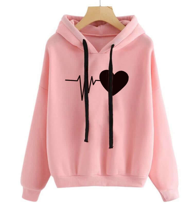 Heart Print Streetwear Hoodies Women Sweatshirt Spring Autumn Long Sleeve Hoodie Clothes - Plush Fashions Shop 