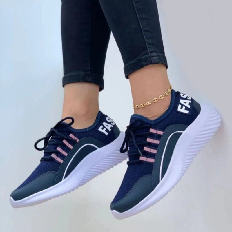 Mesh Sneakers Women Lace Up Running Shoes - Plush Fashions Shop 