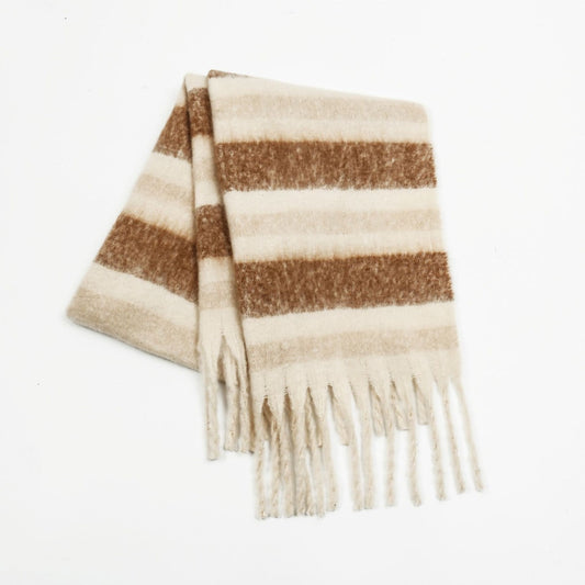 Fringe Contrast Striped Polyester ScarfWrap yourself in style with our Fringe Contrast Striped Polyester Scarf! Made from 100% polyester, this versatile scarf is perfect for any occasion. Its generous lenScarfPlush Fashion ShopPlush Fashion ShopFringe Contrast Striped Polyester Scarf