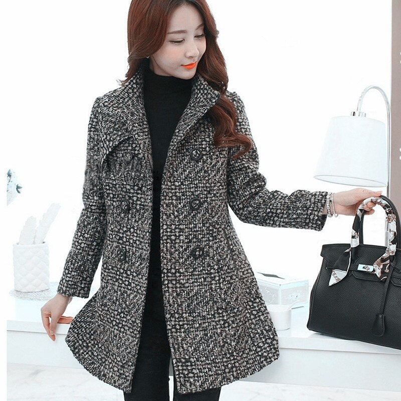 Fashion Thick Plaid woolen coat women's clothing - Plush Fashions Shop 