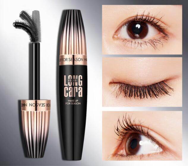 Eyelash Mascara 4D Silk Fiber with Long Curling and Waterproof Black Formula