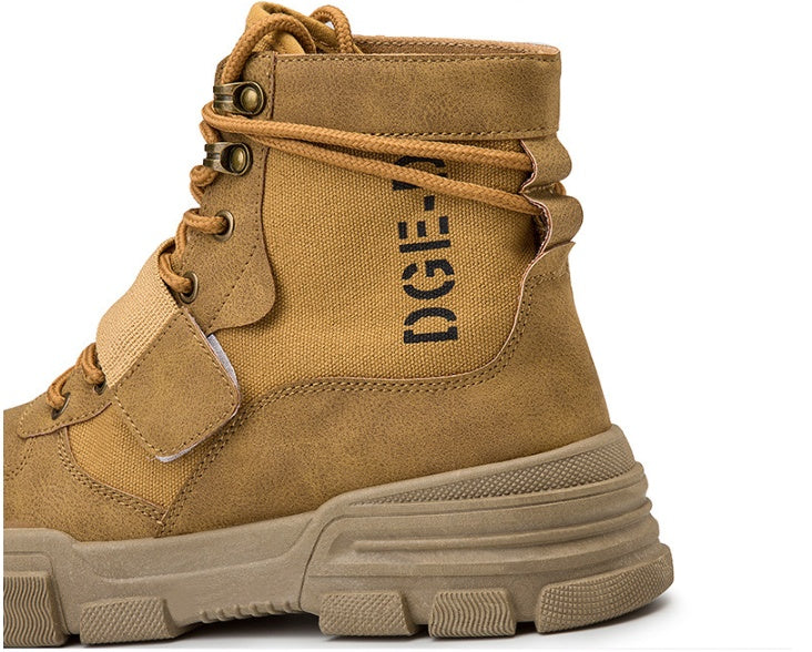 High quality fashion winter men's boots in tan with lace-up design and non-slip sole for comfort and style.