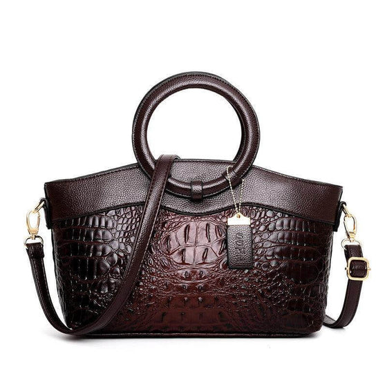 Luxury handbags for moms with crocodile print and large size, European retro design.