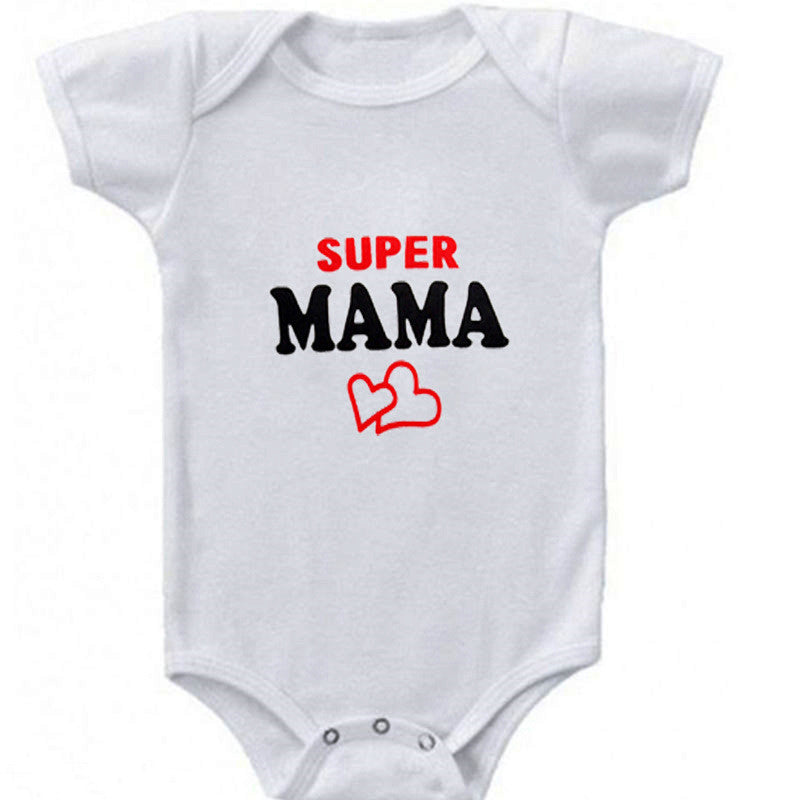 Funny Super Mama Papa Printed Baby Romper New Fashion For Boys & Girls - Plush Fashions Shop 