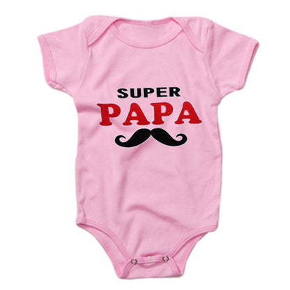 Funny Super Mama Papa Printed Baby Romper New Fashion For Boys & Girls - Plush Fashions Shop 