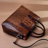 Ladies Tote Shoulder Messenger Handbags with crocodile pattern and multiple compartments.