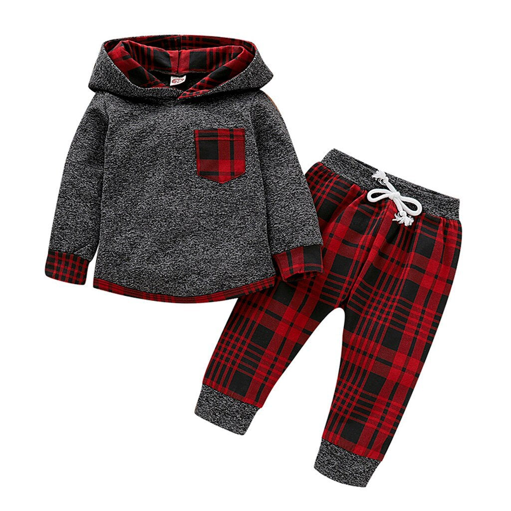 Baby Long Sleeve Plaid Sweater Set - Plush Fashions Shop 