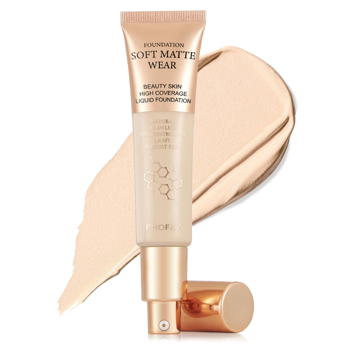 PHOFAY Full Coverage Foundation, lightweight, oil-controlling formula, flawless airbrushed look.