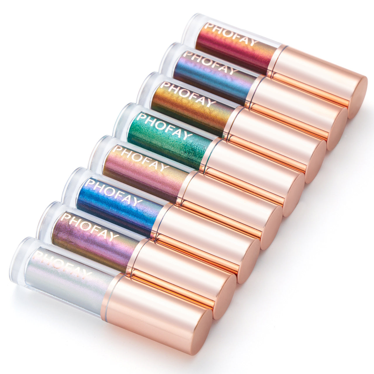 PHOFAY Liquid Glitter Eyeliner Set in 8 vibrant shades, waterproof and long-lasting.