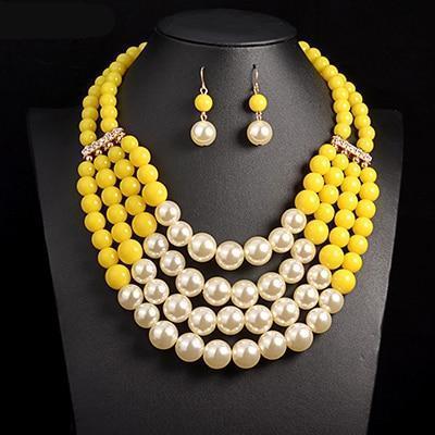 Multi Simulated Pearl Bohemian Jewelry Set - Plush Fashions Shop 