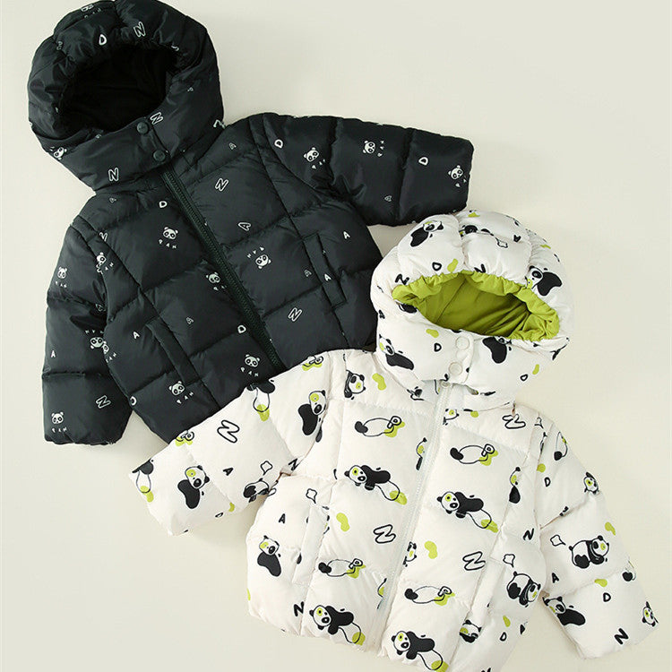 Children's Down Boys And Girls Three-proof A Tall Hat Collar Windproof Thermal Coat - Plush Fashions Shop 