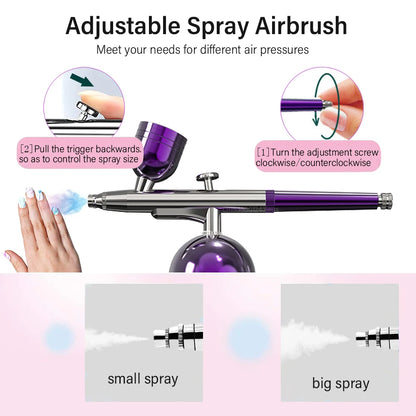 Professional Portable Airbrush Nail Kit with Compressor for Nail Art, Cake Decorating, and Crafts