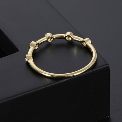 Gold Ring Zirconium Diamond Wedding Style Minimalist Tail - Plush Fashions Shop 