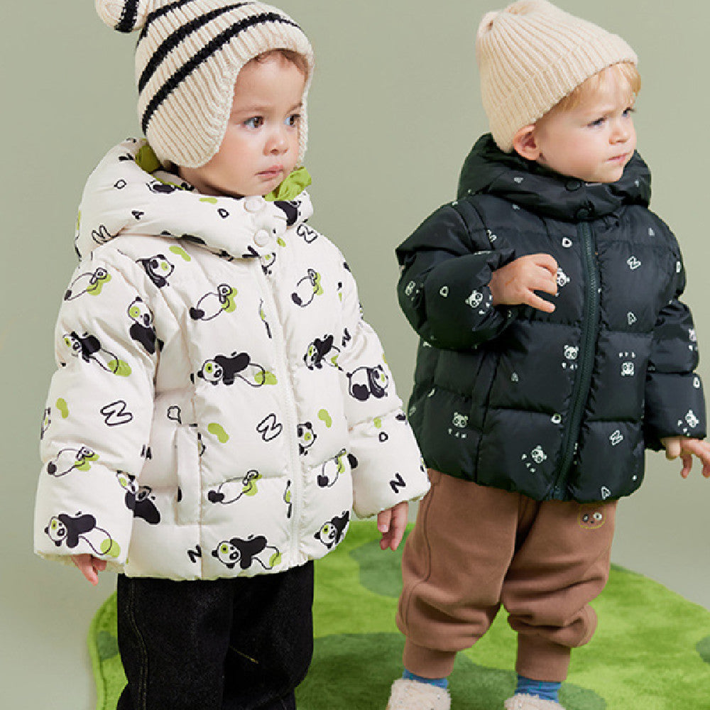 Children's Down Boys And Girls Three-proof A Tall Hat Collar Windproof Thermal Coat - Plush Fashions Shop 