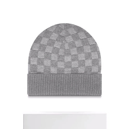 Chessboard Plaid Knitted Hat For Women - Plush Fashions Shop 