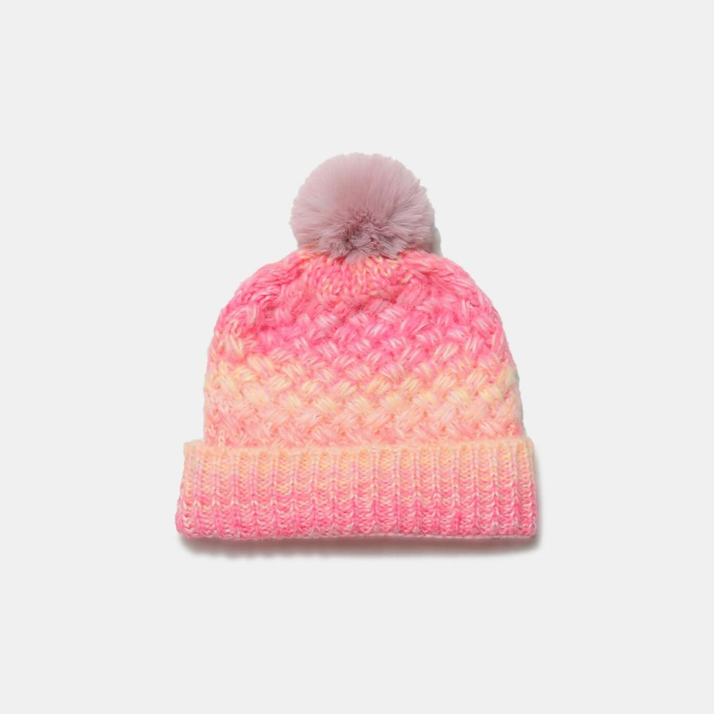 Gradient Knit Hat with PompomStay warm and stylish with our Gradient Knit Hat with Pompom! Made with a soft and cozy blend of acrylic and polyester, this imported hat is the perfect addition to HatPlush Fashion ShopPlush Fashion ShopGradient Knit Hat