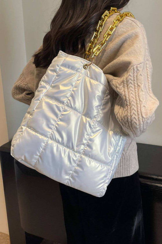 Ladies Bubble Texture Chain HandbagIntroducing our Bubble Texture Chain Handbag, the perfect accessory for any occasion. Made with durable polyester material and imported for quality, this medium-sizeHand bagPlush Fashion ShopPlush Fashion ShopBubble Texture Chain Handbag