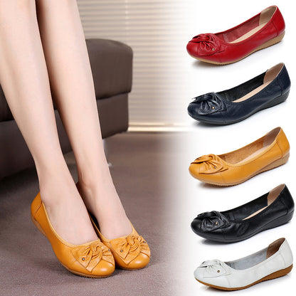 Leather Low-cut Comfortable Soft Soled Flats Shoes - Plush Fashions Shop 