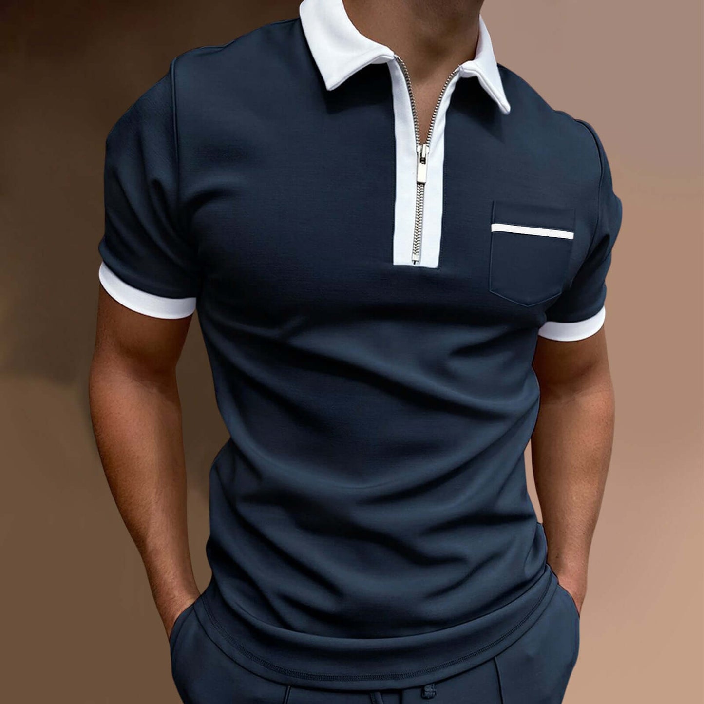 Men's Lapel Fashion Slim Pocket T-shirt - Plush Fashions Shop 