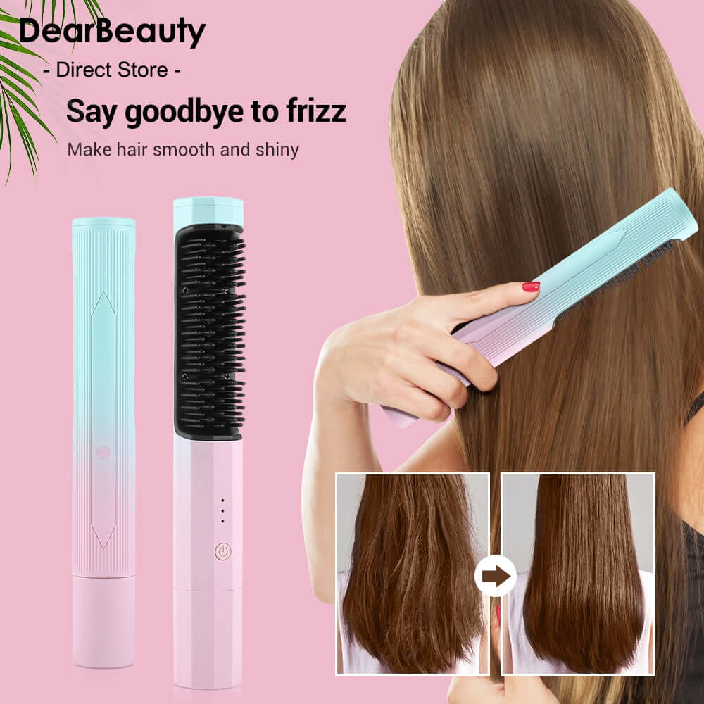 Straightening Comb Rechargeable Hair Wireless Straightener - Plush Fashions Shop 