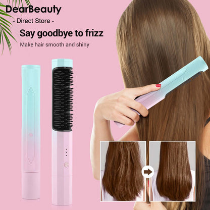 Straightening Comb Rechargeable Hair Wireless Straightener - Plush Fashions Shop 