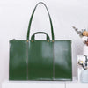 European and American retro handbag in green vegetable tanned leather, large capacity.