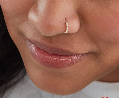 Sterling Silver Diamond Body Piercing Jewelry Nose Ring - Plush Fashions Shop 