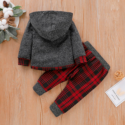 Baby Long Sleeve Plaid Sweater Set - Plush Fashions Shop 