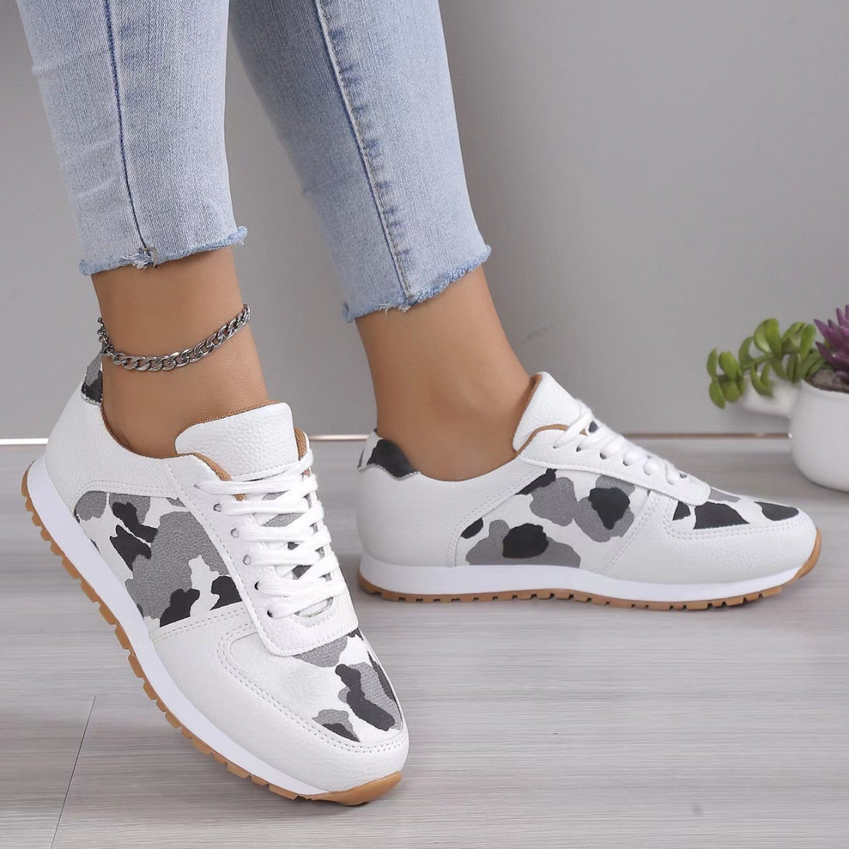 Tied Printed PU Leather AthleticUpgrade your athletic shoe collection with these Tied Printed PU Leather Athletic shoes. Made of high-quality PU and polyester, these flats provide both style and coPlush Fashion ShopPlush Fashion ShopTied Printed PU Leather Athletic