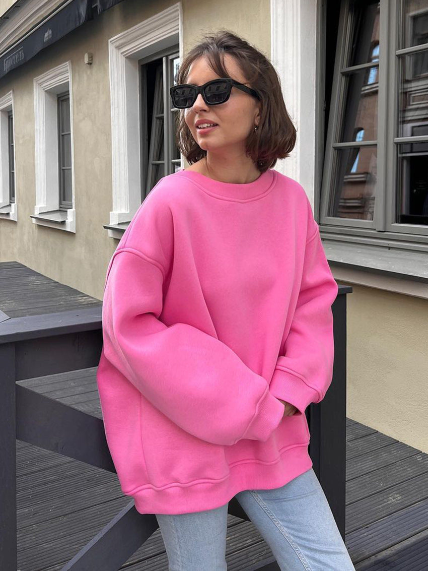 Solid Color Loose Sweater European And American - Plush Fashions Shop 