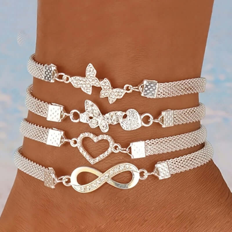 Infinite Diamond 8-word Anklet Creative Retro Alloy Anklet - Plush Fashions Shop 