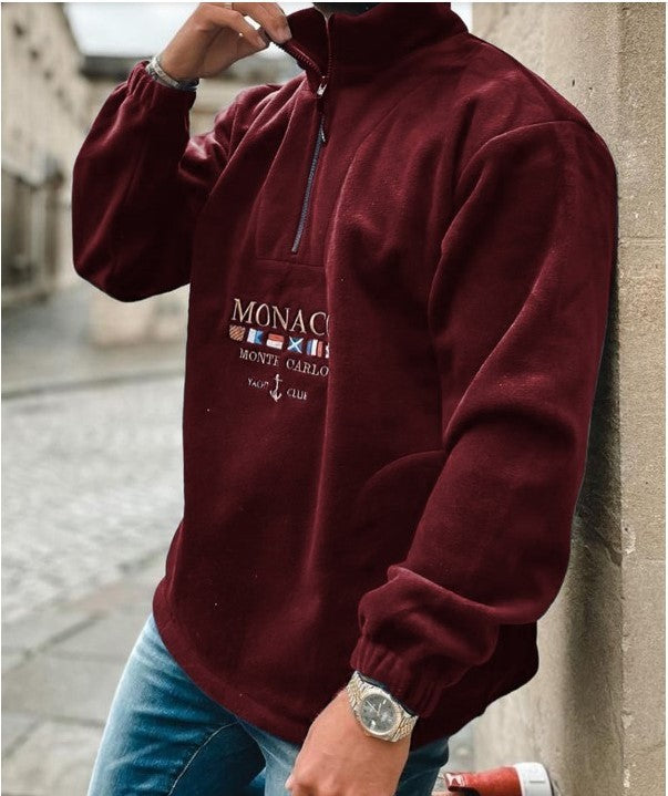 Autumn And Winter Alphabet Embroidery Thickened Casual Men's Sweater - Plush Fashions Shop 