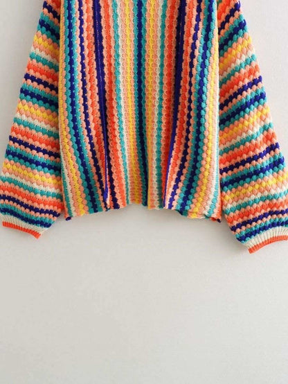 Autumn New Rainbow Long Sleeve Wide Songou Meibo SweaterElevate your fall fashion with our Autumn New Rainbow Bar Cardigan! Featuring a stylish color-matching pattern and loose fit, this street-style cardigan is made withSweaterPlush Fashions ShopPlush Fashion ShopRainbow Long Sleeve Wide Songou Meibo Sweater