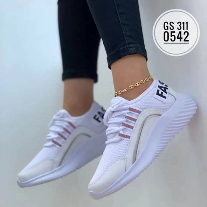 Mesh Sneakers Women Lace Up Running Shoes - Plush Fashions Shop 