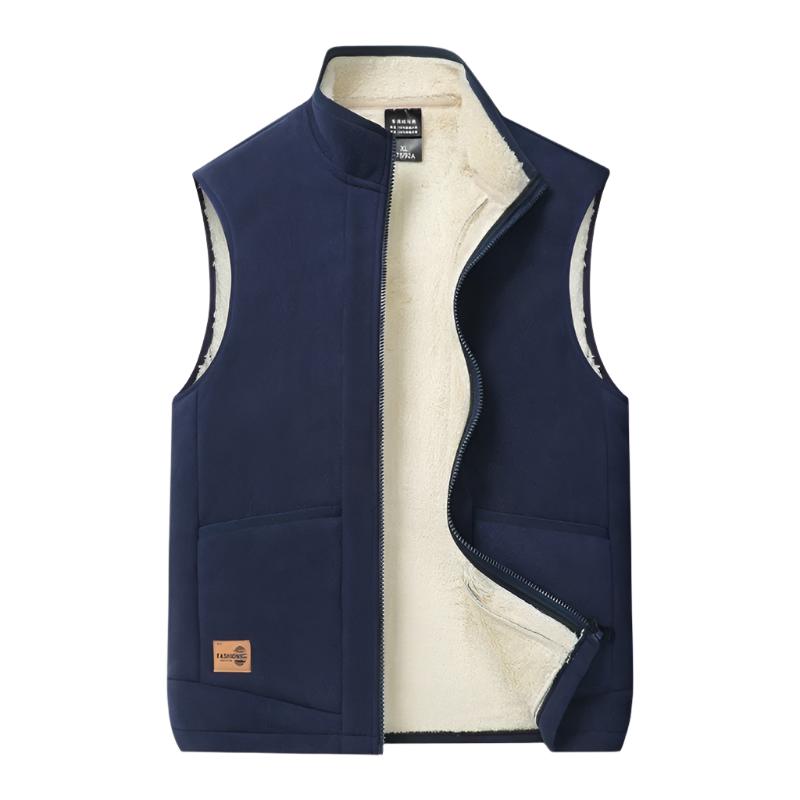 Autumn Lambswool Vest for Men - Wool Winter Thermal Vest in Solid Color with Fleece Lining