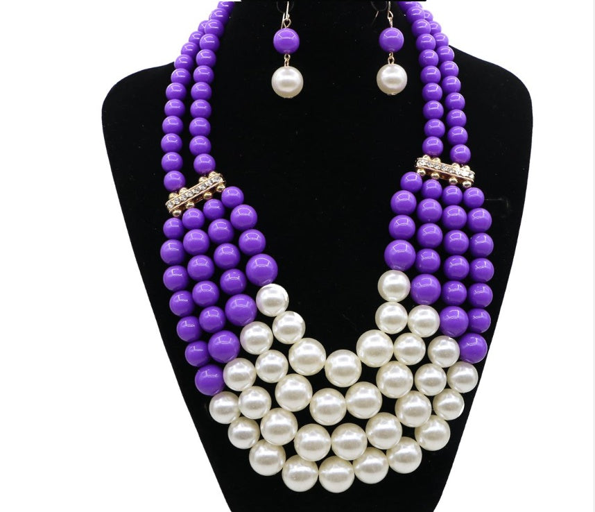 Multi Simulated Pearl Bohemian Jewelry Set - Plush Fashions Shop 