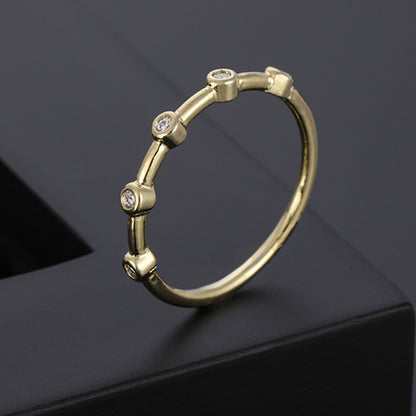 Gold Ring Zirconium Diamond Wedding Style Minimalist Tail - Plush Fashions Shop 