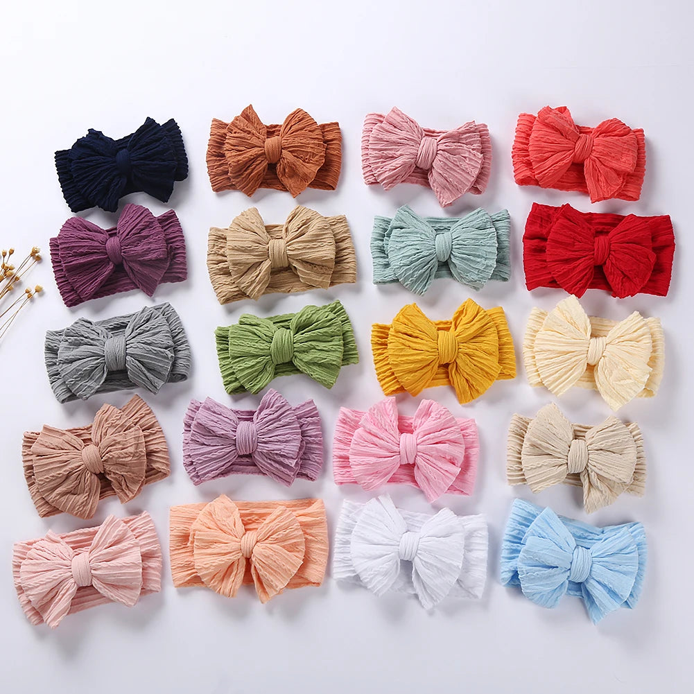 Newborn Solid Cable Baby Bow Headband for Child - Plush Fashions Shop 