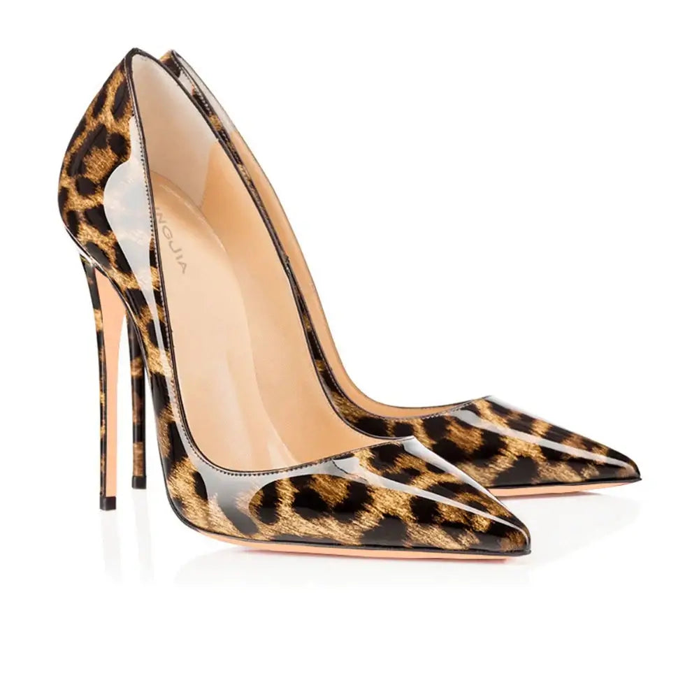 Womens Leopard High Heels Pointed Toe High Heel Pumps - Plush Fashions Shop 