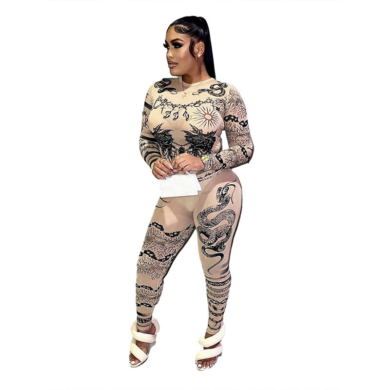 Women's Fashion Mesh Embroidered See-through Trousers Suit - Plush Fashions Shop 