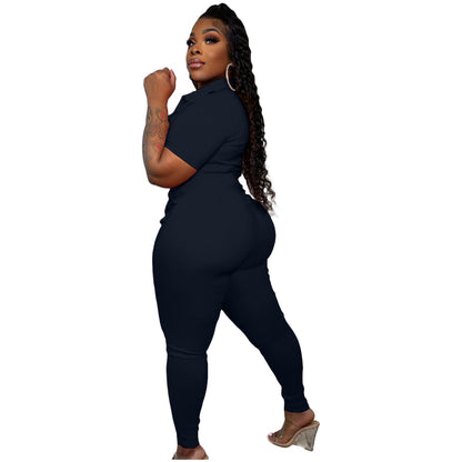 New Women's Clothing Zipper Three-dimensional Pocket Jumpsuit - Plush Fashions Shop 