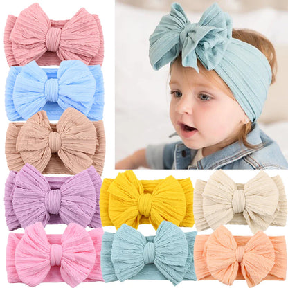 Newborn Solid Cable Baby Bow Headband for Child - Plush Fashions Shop 