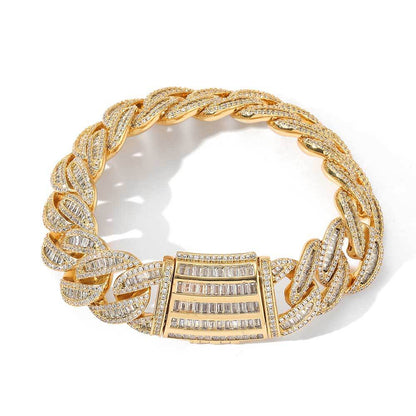 Miami Buckle Cuban Chain Real Gold Plating Bracelet - Plush Fashions Shop 