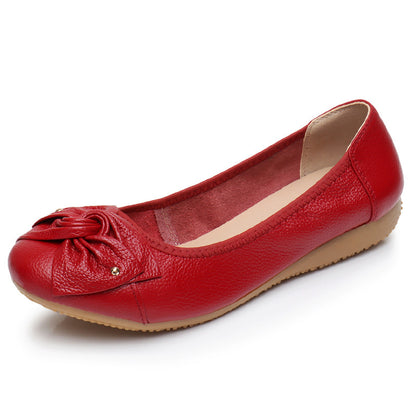 Leather Low-cut Comfortable Soft Soled Flats Shoes - Plush Fashions Shop 