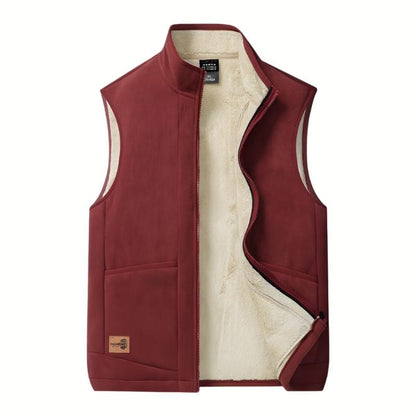 Men's wool winter vest with fleece lining in solid color, perfect for warmth and style.