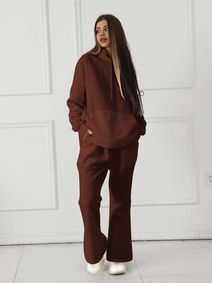 Women's Fashionable Casual Solid Color Long Sleeved Sweatsuit