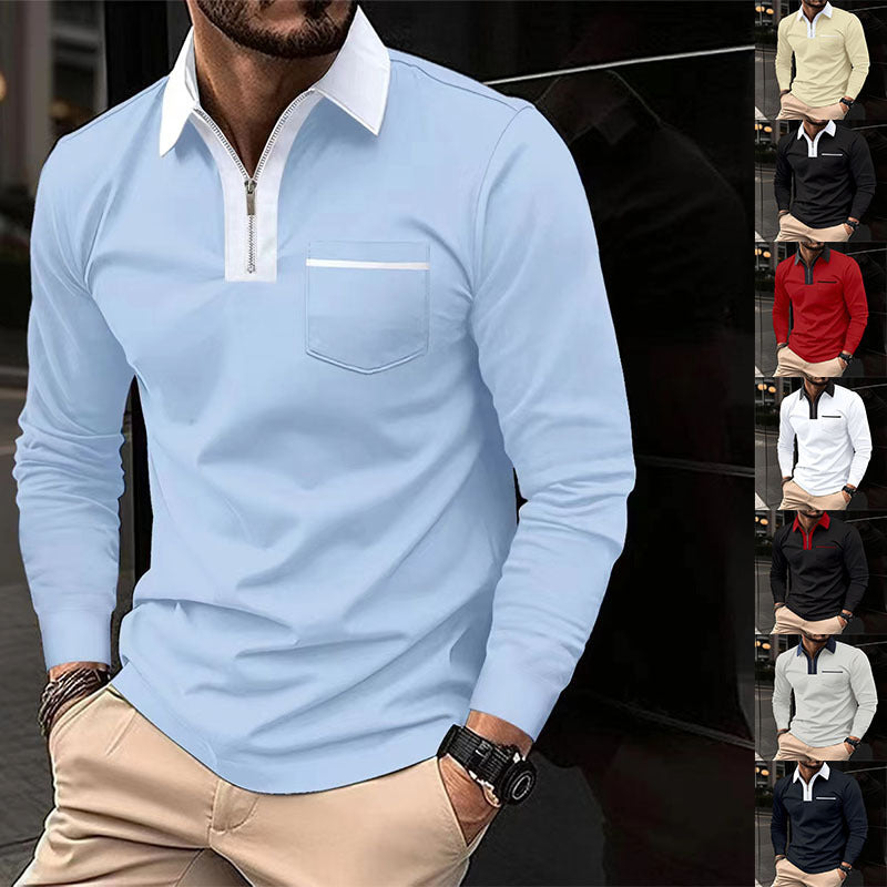 Men's Zip Up Casual Cotton Sports Shirts with Collar - 2024 Long Sleeve - Plush Fashions Shop 