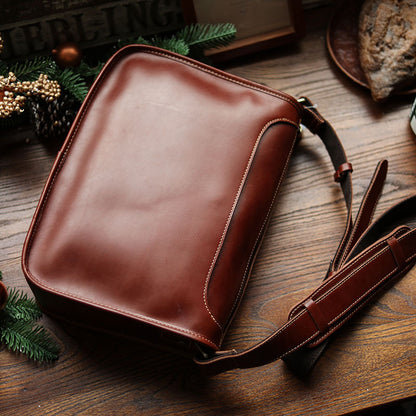 Mens Handmade Leather Casual Shoulder Crossbody Bag - Plush Fashions Shop 