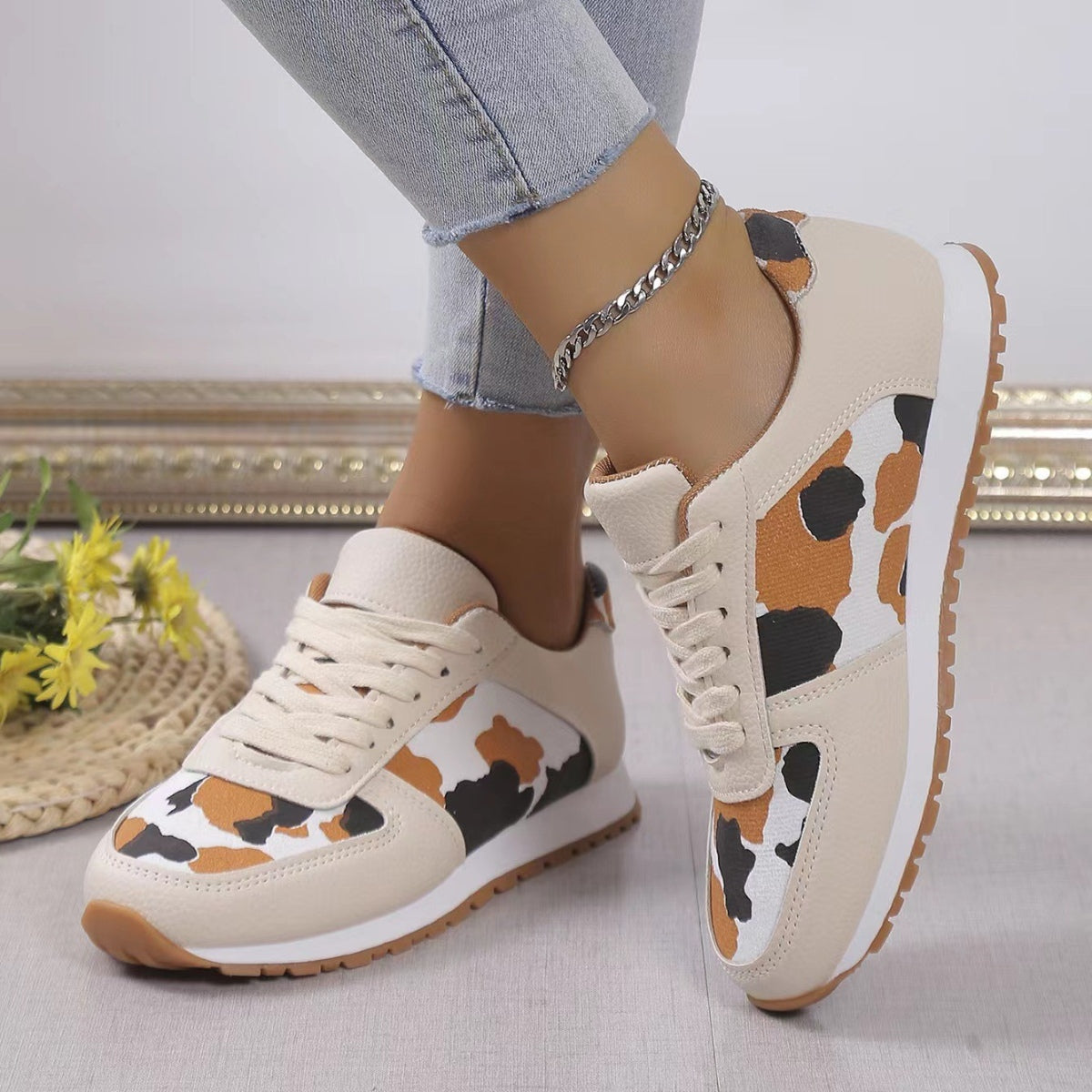 Tied Printed PU Leather AthleticUpgrade your athletic shoe collection with these Tied Printed PU Leather Athletic shoes. Made of high-quality PU and polyester, these flats provide both style and coPlush Fashion ShopPlush Fashion ShopTied Printed PU Leather Athletic