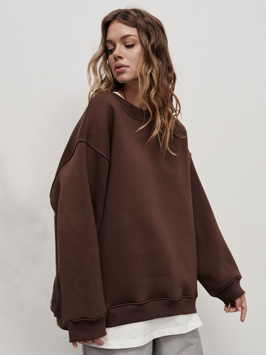 Solid Color Loose Sweater European And American - Plush Fashions Shop 